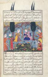 Ms D-184 fol.381a Court Scene in a Garden, illustration from the 'Shahnama' (Book of Kings), by Abu'l-Qasim Manur Firdawsi (c.934-c.1020) c.1510-40 (gouache on paper) | Obraz na stenu