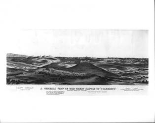 A General View of the Great Battle of Solferino, 24th June 1859, from a sketch by Chevalier Giacomelli, pub. by Lang & Laing, c.1859 (litho) (b/w photo) | Obraz na stenu