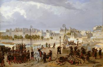 An Attack on a Barricade on the Pont de l'Archeveche, 1849 (oil on canvas) | Obraz na stenu