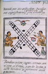 Ms Palat. 218-220 Book IX Aztec men gambling Patoli, from the 'Florentine Codex' by Bernardino de Sahagun, c.1540-85 | Obraz na stenu