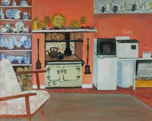 Cottage Kitchen,Red Cottage Studios,Suffolk with Rayburn,2000, gouache | Obraz na stenu