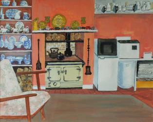 Cottage Kitchen,Red Cottage Studios,Suffolk with Rayburn,2000, gouache | Obraz na stenu