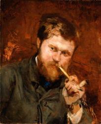 Man Smoking a Pipe, c.1875 (oil on canvas) | Obraz na stenu