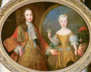 Louis XV (1710-74) and the Infanta of Spain, Maria Ana Victoria (1718-81) c.1724 (oil on canvas) | Obraz na stenu