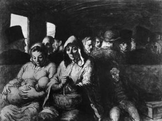 The Third Class Carriage, c.1862-64 (oil on canvas) (b/w photo) | Obraz na stenu