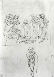 Figural Studies for the Adoration of the Magi, c.1481 (pen & ink and metalpoint on paper) | Obraz na stenu