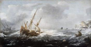Ships in a Storm on a Rocky Coast, 1614-8 (oil on panel) | Obraz na stenu