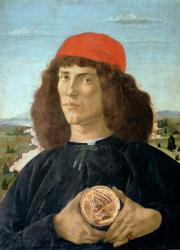 Portrait of a young man holding a medallion of Cosimo I de' Medici ('The Elder') (1389-1463) (tempera on panel) | Obraz na stenu