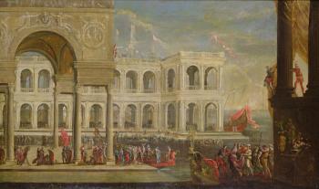 View of the Palace and Queen Joanna I of Naples (oil on canvas) | Obraz na stenu