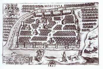 Plan of Moscow, 1628 (engraving) (b/w photo) | Obraz na stenu