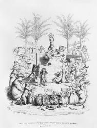 'After having a glass of sugar water, the famous orator comes down the platform', illustration from 'Scenes de la Vie Privee et Publique des Animaux' (engraving) | Obraz na stenu