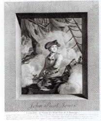 John Paul Jones, Commodore in the Service of the United States of America, engraved by Carl Guttenberg (1743-90) (engraving) (b&w photo) | Obraz na stenu