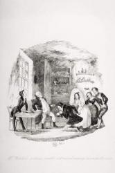 Mr. Winkle returns under extraordinary circumstances, illustration from `The Pickwick Papers' by Charles Dickens (1812-70) published 1837 (litho) | Obraz na stenu