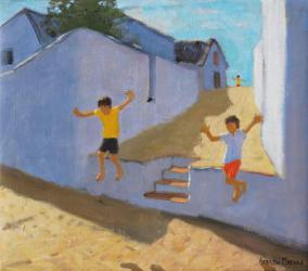 Jumping off a wall,Mykonos,2015 , (oil on canvas) | Obraz na stenu