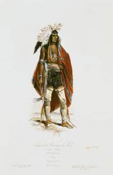 North American Indian, from 'Modes et Costumes Historiques', engraved by Hippolyte Louis Pauquet (1797-p.1862) 1862 (coloured engraving) | Obraz na stenu