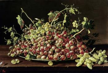 Still Life with a plate of grapes (oil on canvas) | Obraz na stenu