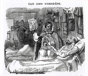 Our Own Vivandiere, Mrs Seacole (1805-81) as depicted in 'Punch', published 20th May 1857 (engraving) (b/w photo) | Obraz na stenu