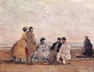 On the Beach at Trouville, c.1865 (oil on canvas) | Obraz na stenu