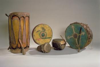 A collection of American Indian drums (mixed media) | Obraz na stenu
