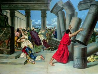 Samson and Delilah and the destruction of the Temple (colour litho) | Obraz na stenu