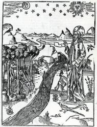 Creation, first page of Genesis, from the Lugduni Bible, 1538 (woodcut) | Obraz na stenu