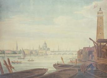 View of the Temple, St. Paul's, and Blackfriars Bridge, from Maltby's Shot Manufactory, 1760 (w/c on paper) | Obraz na stenu