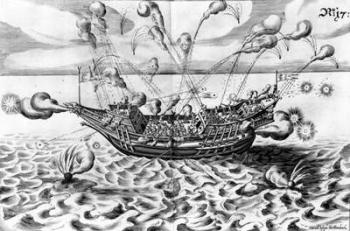Warship, illustration from 'Architectura Martialis', published 1629 (engraving) | Obraz na stenu