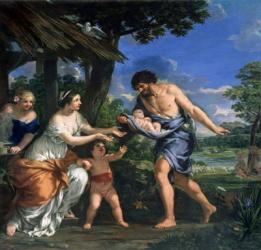 Faustulus entrusting Romulus and Remus to his wife Acca Larentia, c.1643 (oil on canvas) | Obraz na stenu