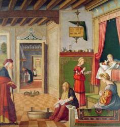The Birth of the Virgin, 1504-08 (oil on canvas) (see also 204962) | Obraz na stenu