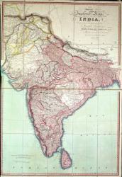 Improved Map of India published in London 1820 (colour lithograph) | Obraz na stenu