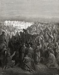 Enthusiasm of the crusaders in Constantinople in 1204, illustration from 'Bibliotheque des Croisades' by J-F. Michaud, 1877 (litho) | Obraz na stenu