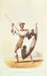 Lingap, a Matabili Warrior, illustration from 'Wild Sports of South Africa' by W.C. Harris, 1841 (coloured engraving) | Obraz na stenu