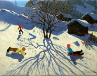 Winter hillside, Morzine, France (oil on canvas) | Obraz na stenu