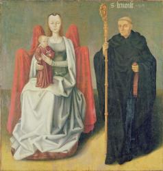 Virgin and Child with St. Benedict, from the Priory of St. Hippolytus of Vivoin (oil on panel) | Obraz na stenu