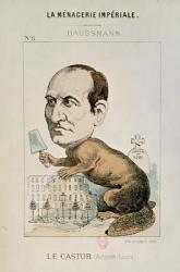 Caricature of Baron Georges Eugene Haussmann (1809-91) as a Beaver, from 'La Menagerie Imperiale', c.1870-71 (colour litho) | Obraz na stenu