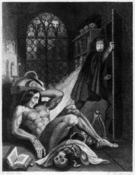 Illustration from 'Frankenstein' by Mary Shelley (1797-1851) (engraving) (b/w photo) | Obraz na stenu