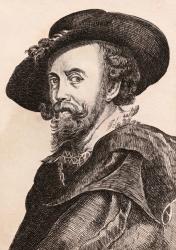 Peter Paul Rubens, illustration from '75 Portraits Of Celebrated Painters From Authentic Originals', published in London, 1817 (engraving) | Obraz na stenu