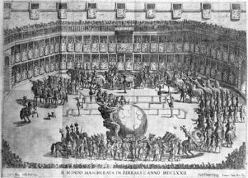 Procession of the Globe, Ferrara, engraved by Lorenzo Tinti, 1672 (engraving) | Obraz na stenu