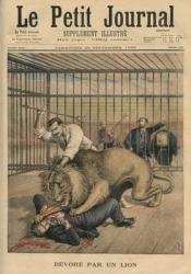 Being devoured by a lion, front cover illustration from 'Le Petit Journal', supplement illustre, 29th September 1895 (colour litho) | Obraz na stenu