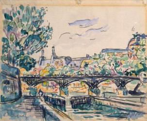 Bank of the Seine near the Pont des Arts, with a view of the Louvre (pen & ink with w/c and gouache on paper) | Obraz na stenu