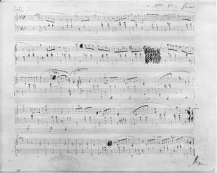 Ms.117, Waltz in F minor, Opus 70, Number 2, dedicated to Elise Gavard (pen & ink on paper) (b/w photo) | Obraz na stenu