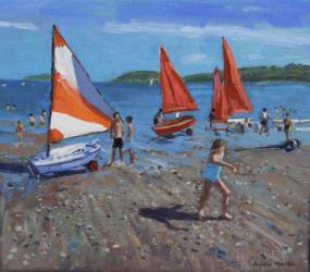 Red and White Sails, Abersoch (oil on canvas) | Obraz na stenu