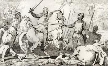 Hugh Capet (941-96) captures Charles de Lorraine, from 'Histoire de France' by Colart, published c.1840 (engraving) | Obraz na stenu