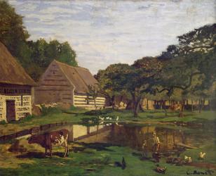 A Farmyard in Normandy, c.1863 (oil on canvas) | Obraz na stenu