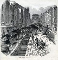 Deepening the Fleet Street Sewer, London, 1845 (engraving) | Obraz na stenu