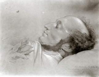 Felix Mendelssohn (1809-47) on his deathbed, c.1847 (pencil on paper) (b/w photo) | Obraz na stenu