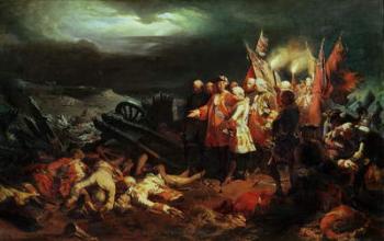 Louis XV (1710-74) Visiting the Field of Battle at Fontenoy in May 1745 (oil on canvas) | Obraz na stenu