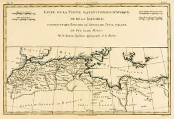 North Africa, including the Kingdoms of Tripoli, Tunis, Alger; Fez and Morocco, from 'Atlas de Toutes les Parties Connues du Globe Terrestre' by Guillaume Raynal (1713-96) published Geneva, 1780 (coloured engraving) | Obraz na stenu