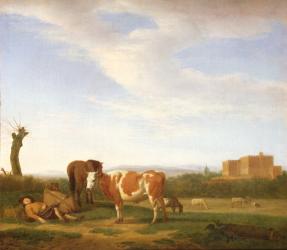 A Pastoral Landscape with a Sleeping Herdsman, 17th century | Obraz na stenu