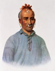 Kish-Kal-Wa, a Shawnee Chief, illustration from 'The Indian Tribes of North America, Vol.1', by Thomas L. McKenney and James Hall, pub. by John Grant (colour litho) | Obraz na stenu
